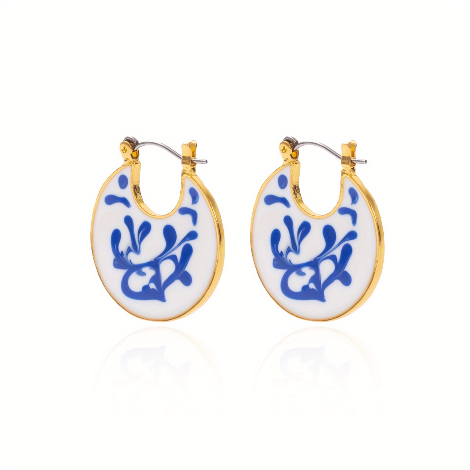 Blue and online white porcelain earrings