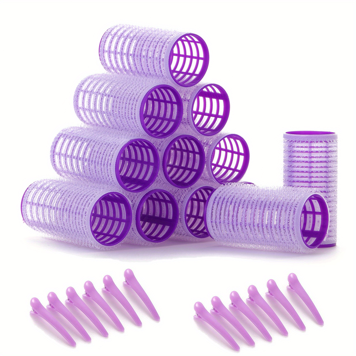 Jumbo Hair Curlers Rollers Set 12 Hair Curlers Self Grip Temu