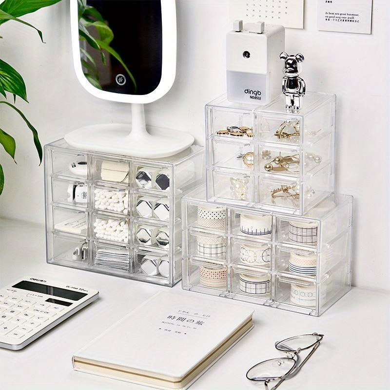 1pc Desktop Jewelry Storage Box & 9-compartment Drawer Type Storage Box For  Small Items