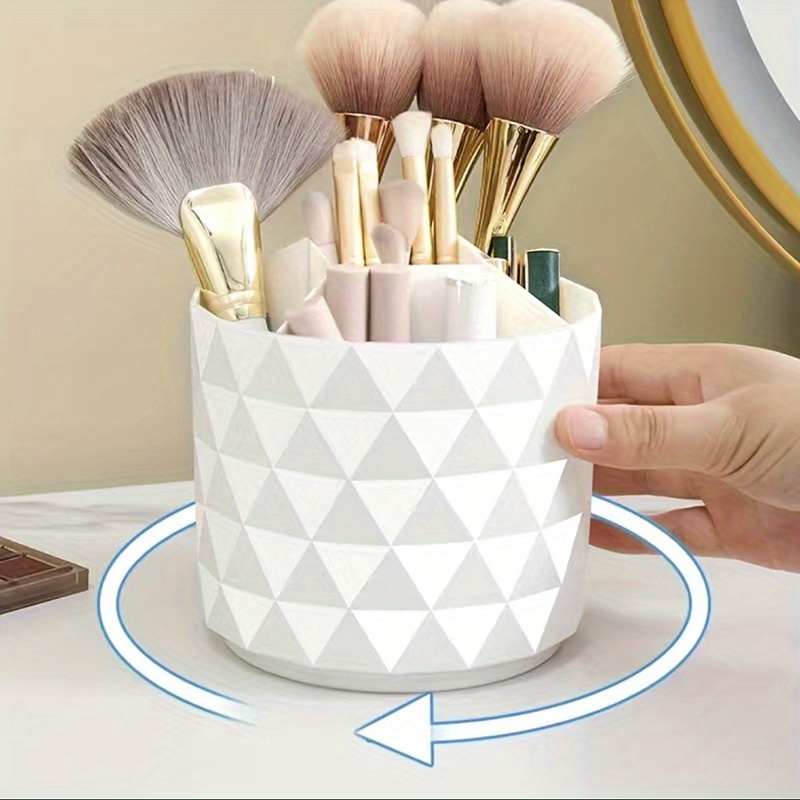 MSHOMELY Make up Brush Holder Organzier, 360 Rotating Makeup Brush  Container with Removable Trays, Pen Holder for Desk, Spinning Brush Holders  for