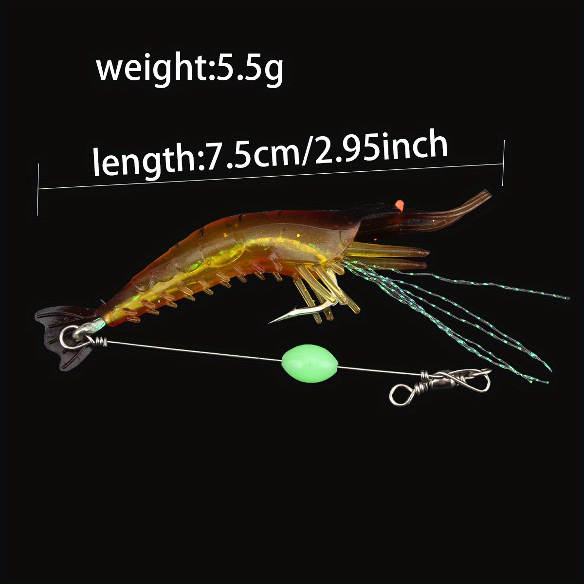 Realistic Shrimp Shaped Luminous Bead Fishing Lure Soft Shrimp