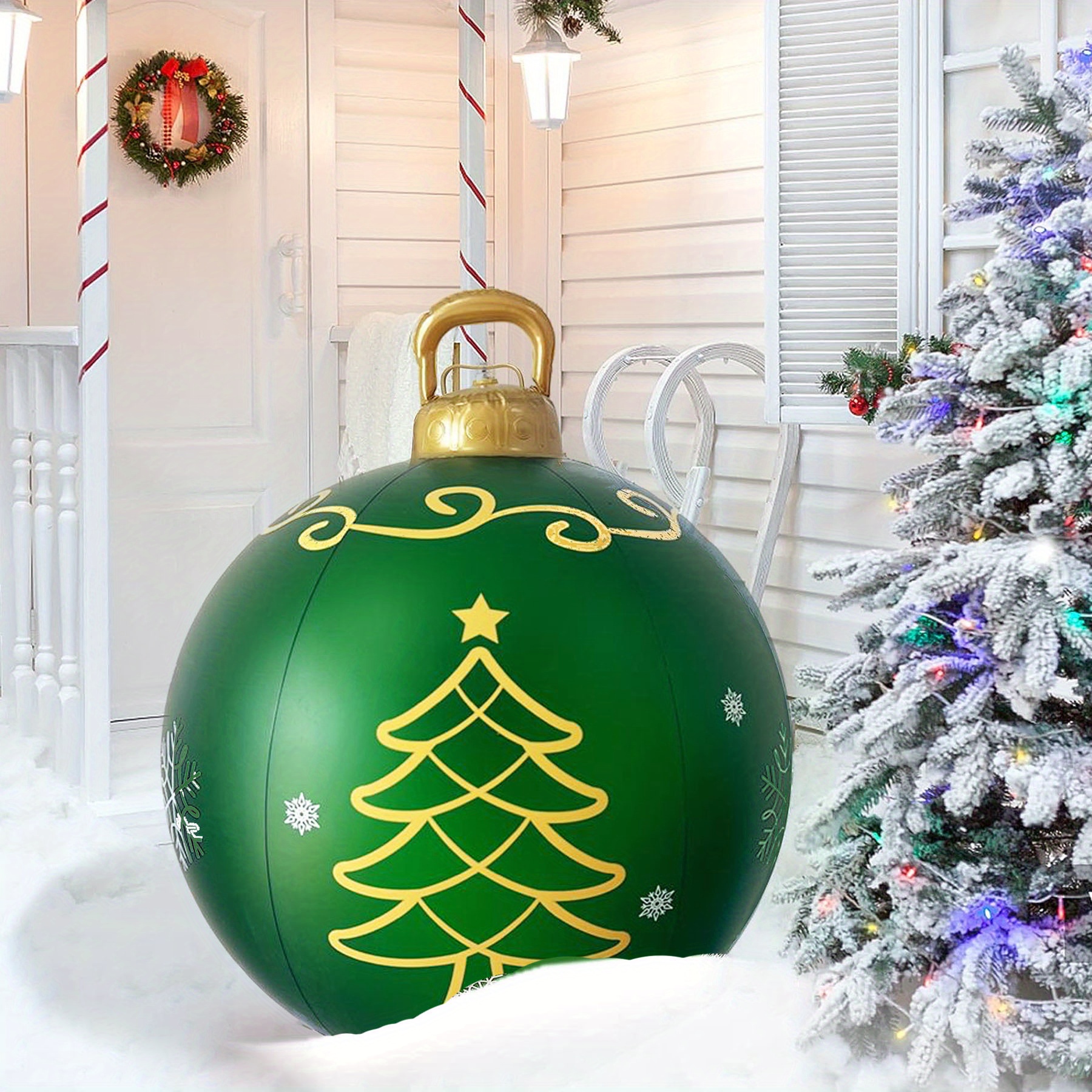 24 in Giant Inflatable Jingle Bell PVC Inflatable Christmas Ball Outdoor  Christmas Decorations Inflatable Christmas Ornaments for Yard Lawn Porch