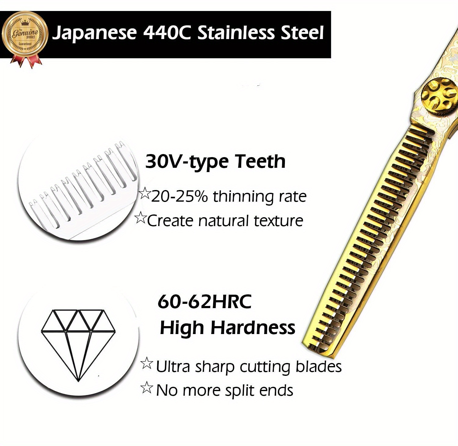 Golden Damascus Pattern Hair Cutting Scissors Hair Thinning - Temu