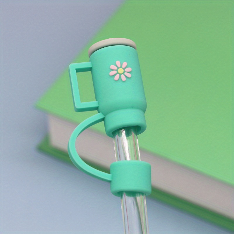 Leak Proof Silicone Plug/Stopper with Straw Strap Mint Green