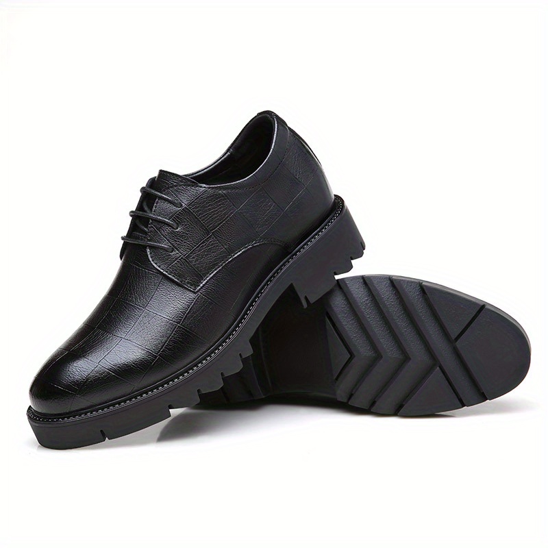 Mens Heeled Derby Shoes Lace Up Front Dress Shoes For Men Business