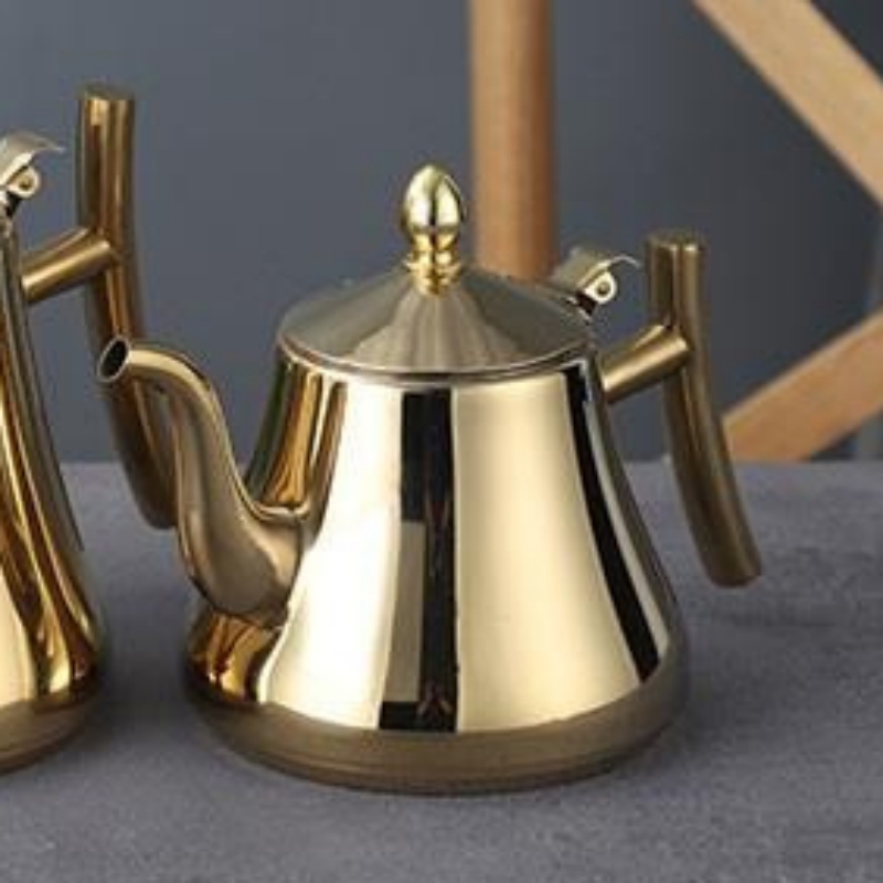 Steel & Brass Teapot Set