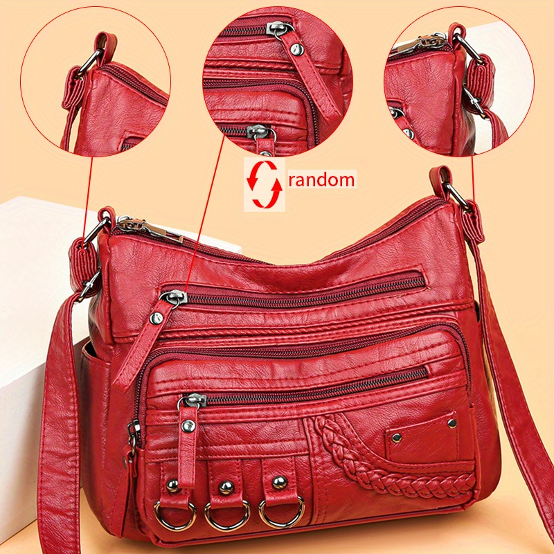 Handbag Fashion Bag with Multi Zipper Women's Small PU Leather
