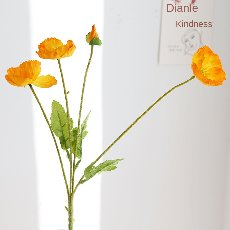 Artificial Poppy Silk Flowers Faux Corn Poppy Flower Stems - Temu