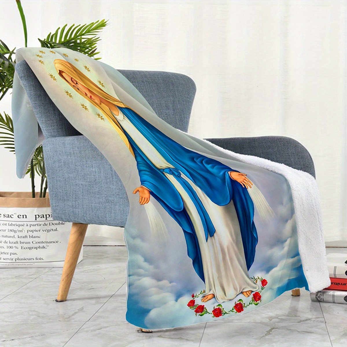 1pc   print blanket soft warm throw blanket nap blanket for couch sofa office bed camping travel multi purpose gift blanket for   details 2