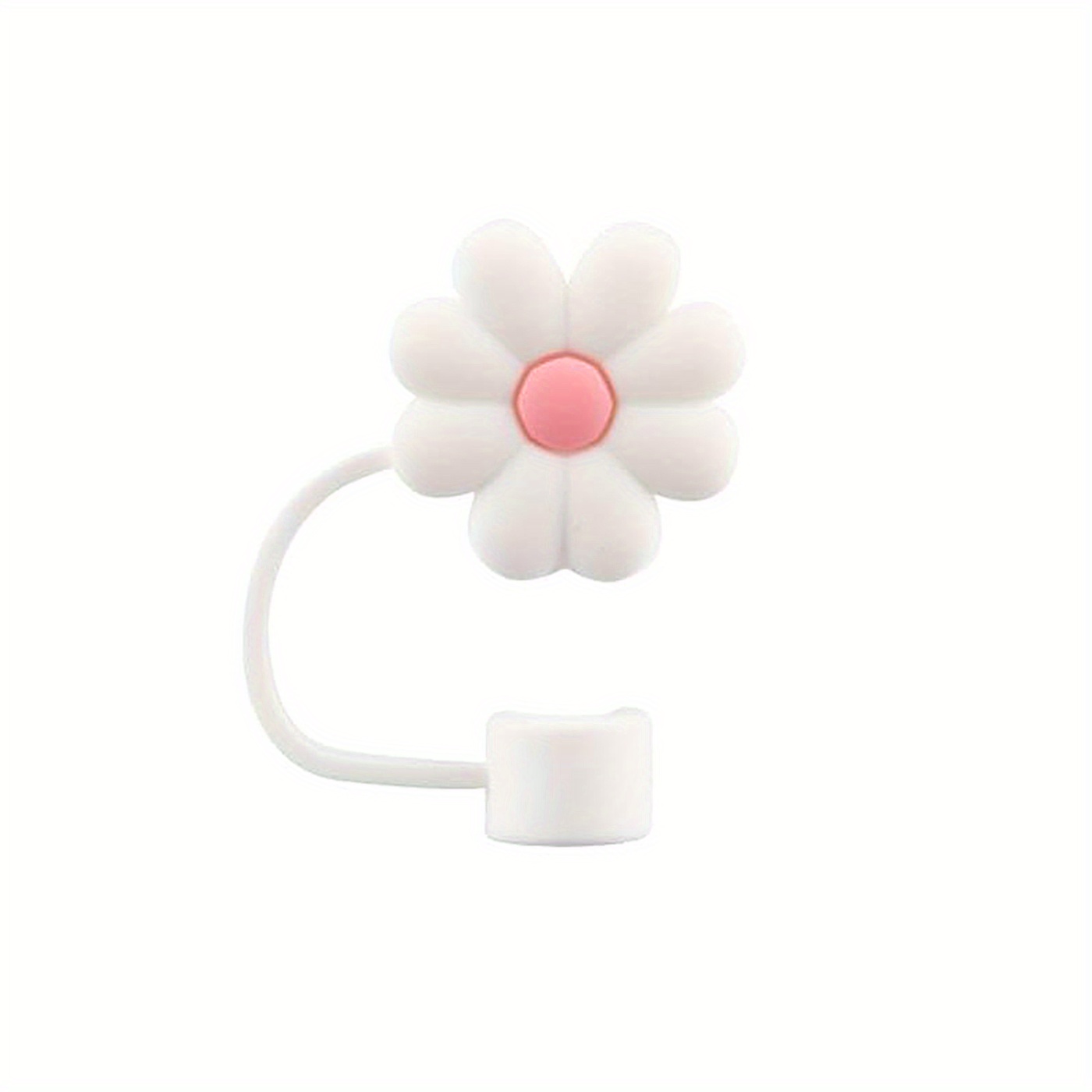 Cute Cartoon Love Flower Straw Cover, Reusable Dustproof Silicone