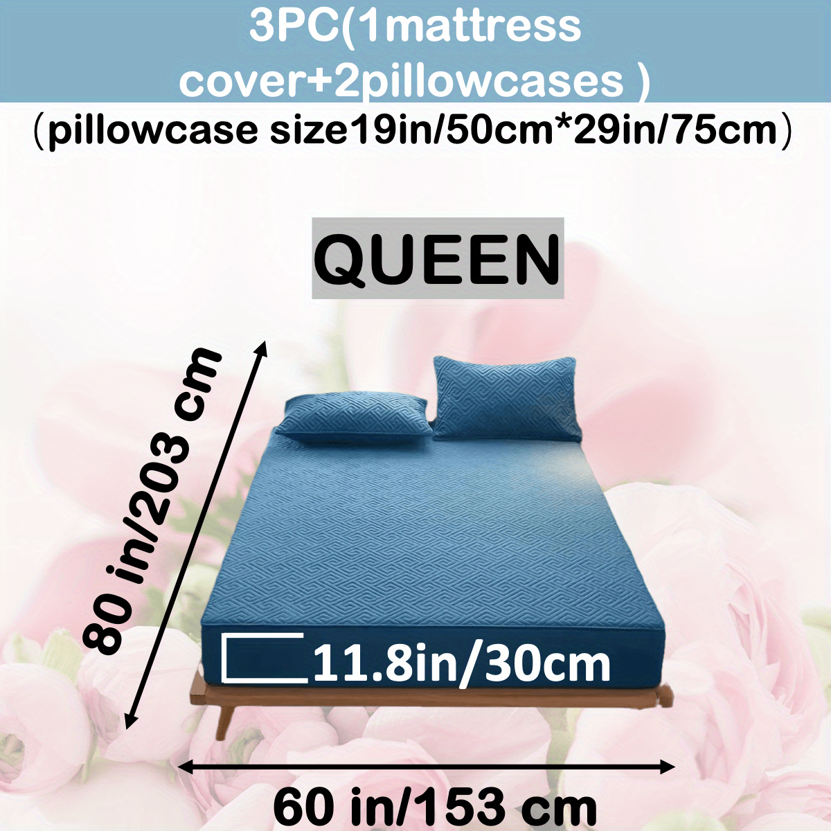 Cheap Waterproof Bed Cover Quilted Embossed Mattress Protector Waterproof  Fitted Sheet Anti-mite Mattress Pad Bedspread (No pillowcase)