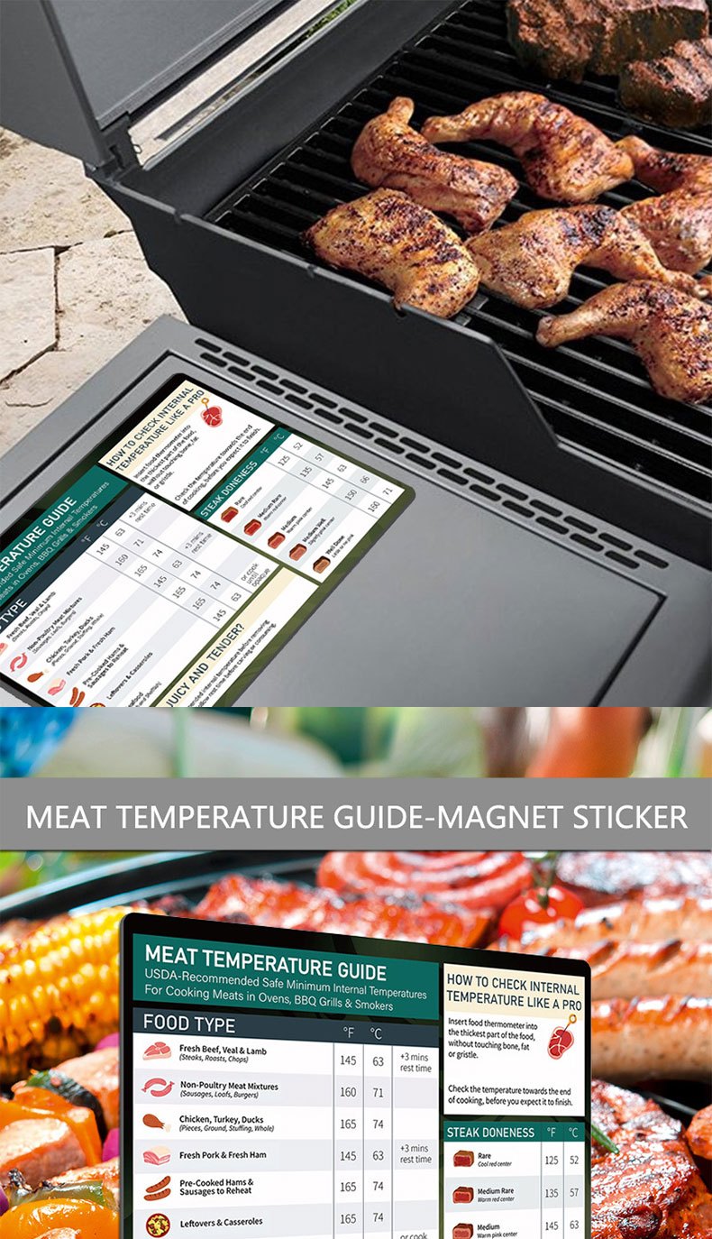 Meat Temperature Chart Magnet Cooking Grill Guide Meat Doneness