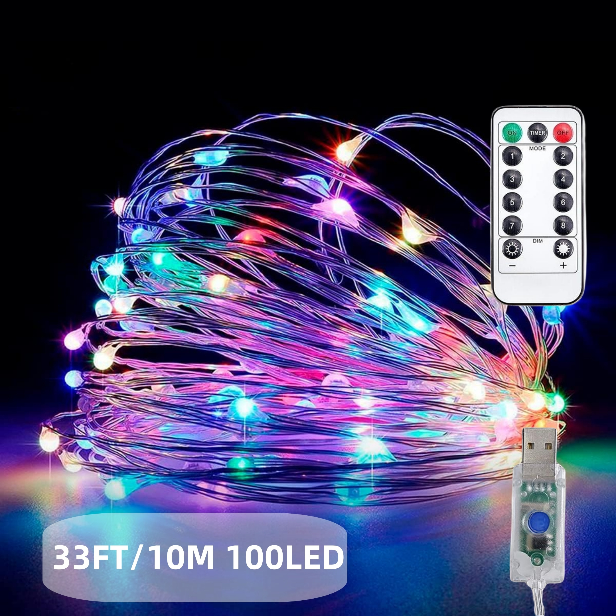 Usb Powered Fairy Lights With Remote 50/100/200 Led - Temu