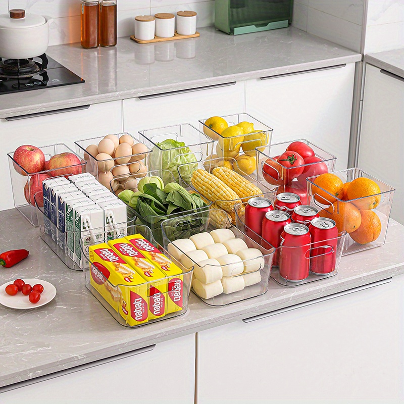 Clear Refrigerator Organizer Bins, Stackable Food Storage Organizer With  Handle, Acrylic Bpa Free And Plastic Freezer Organizer For Fridge, Pantry,  Cabinet, Kitchen Countertops, Household Storage Supplies - Temu