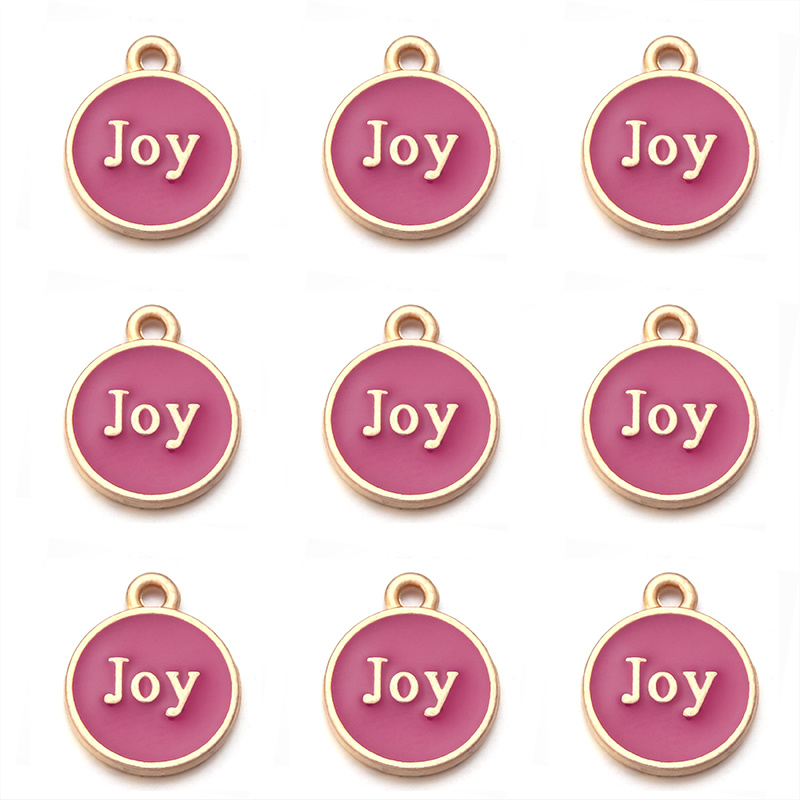 1pc Double-Sided Flat Round Alloy Letter Charms Enamel Charms