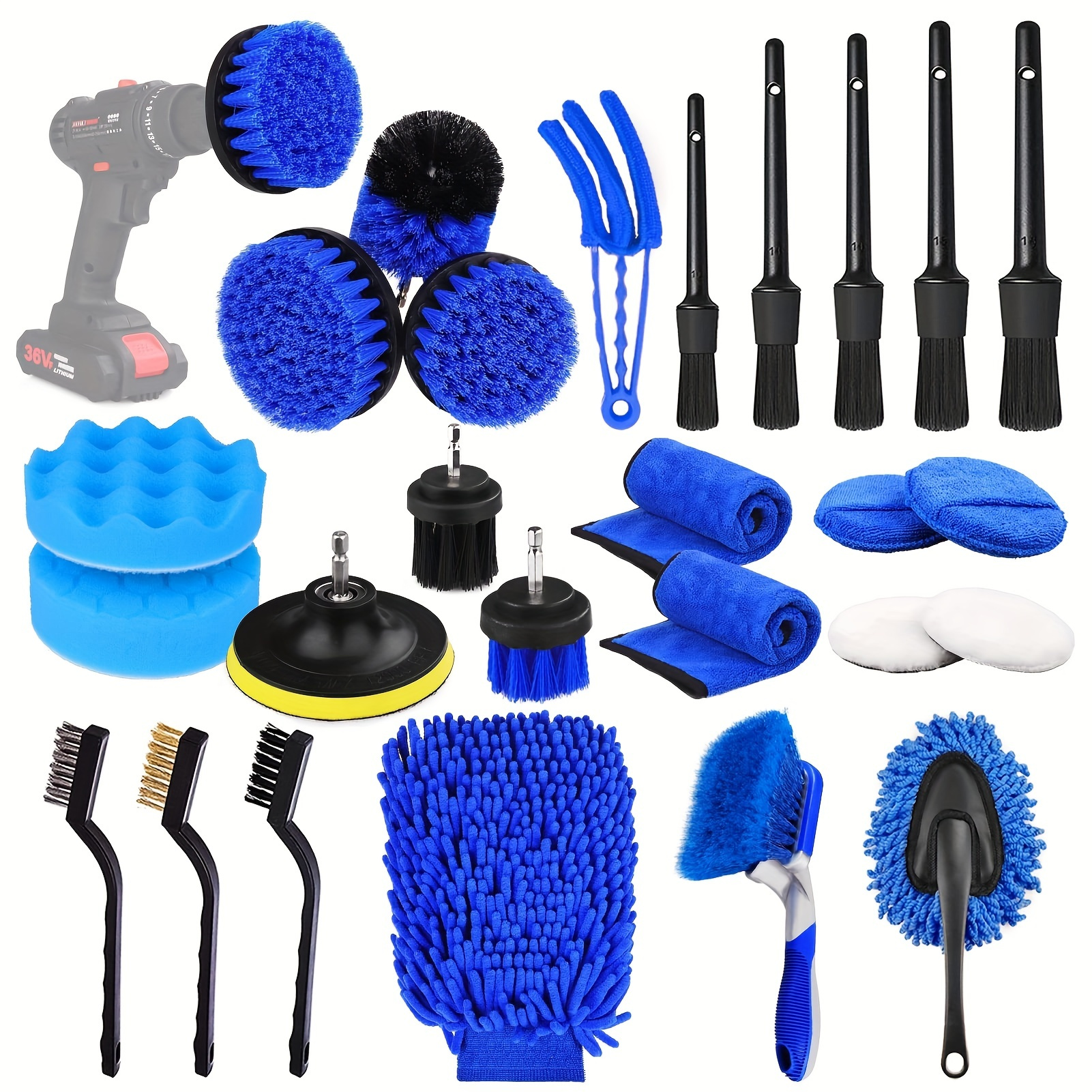 TTRCB 20Pcs Car Detailing Brush Set, Car Wheel Tire Brush Set, Car