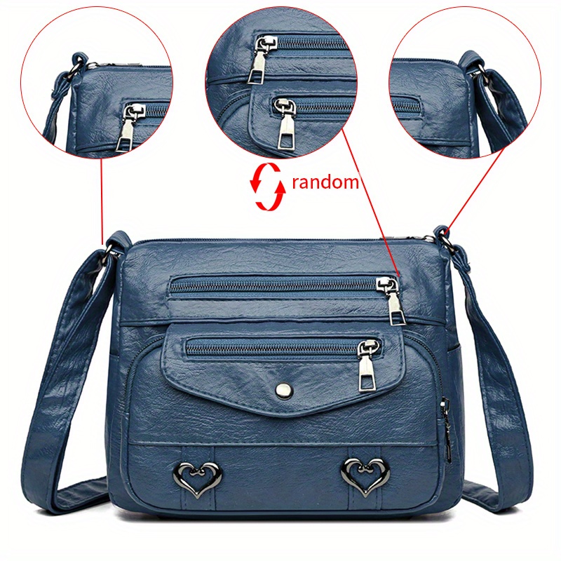 Love Heart Shape Shoulder Bags Solid Color Detachable Shoulder Strap Purse  Casual Handbag Durable Lovely Lady Trendy for Travel date , A