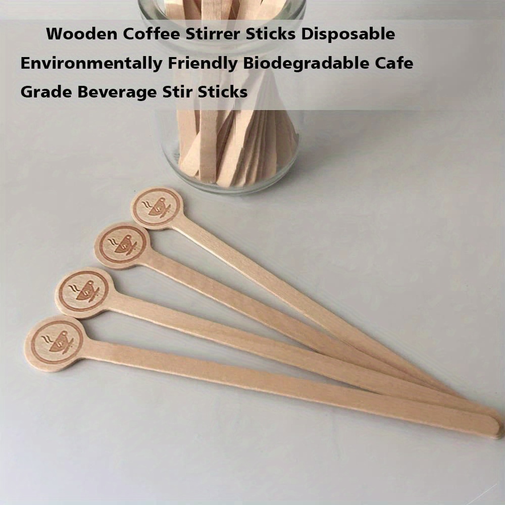 coffee stirring stick wooden round head beverage stirring stick disposable high quality biodegradable cafe grade beverage stirring stick suitable for 6 inch coffee milk cocktail tea 100pcs details 1