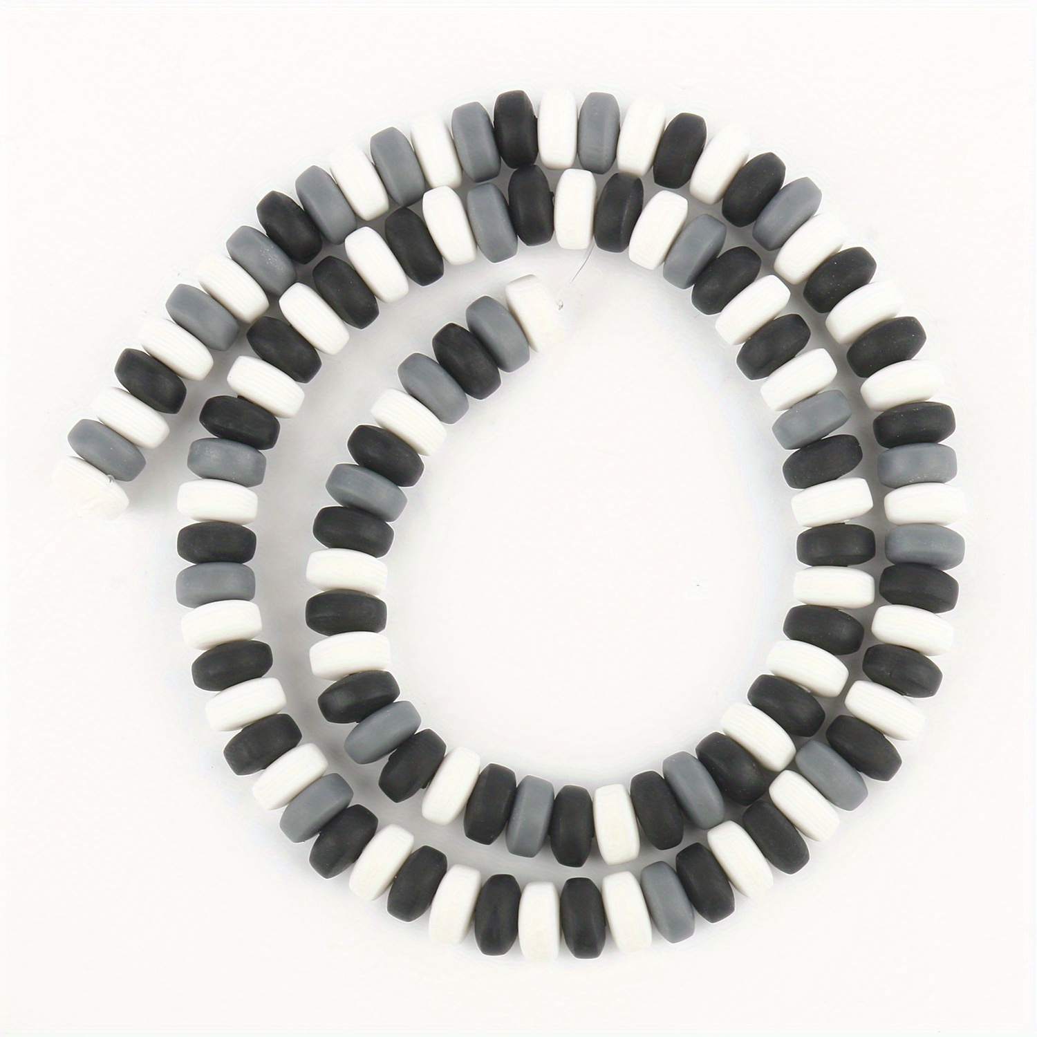 Black and White Klimt Round Handmade Polymer Clay Beads 15mm Set
