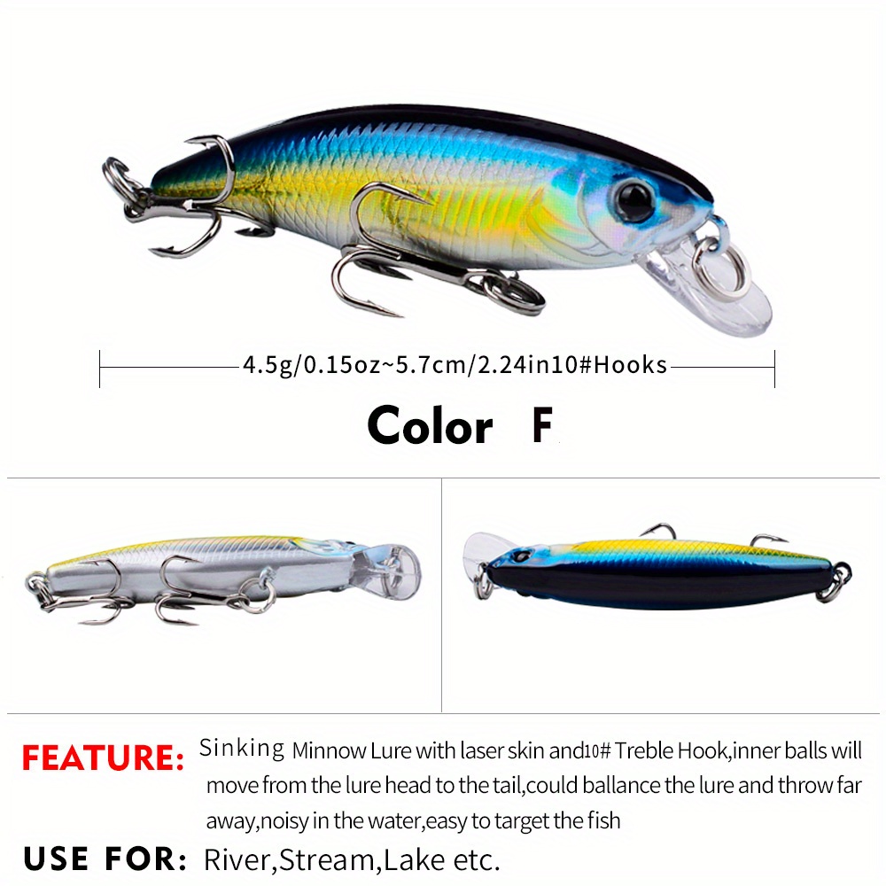 Mini Fishing Lure - Crankbaits Fake Minnow 3D Eyes Fishing Lure Wobbler  Bait Tackle with Single/Treble Hook for Carp 