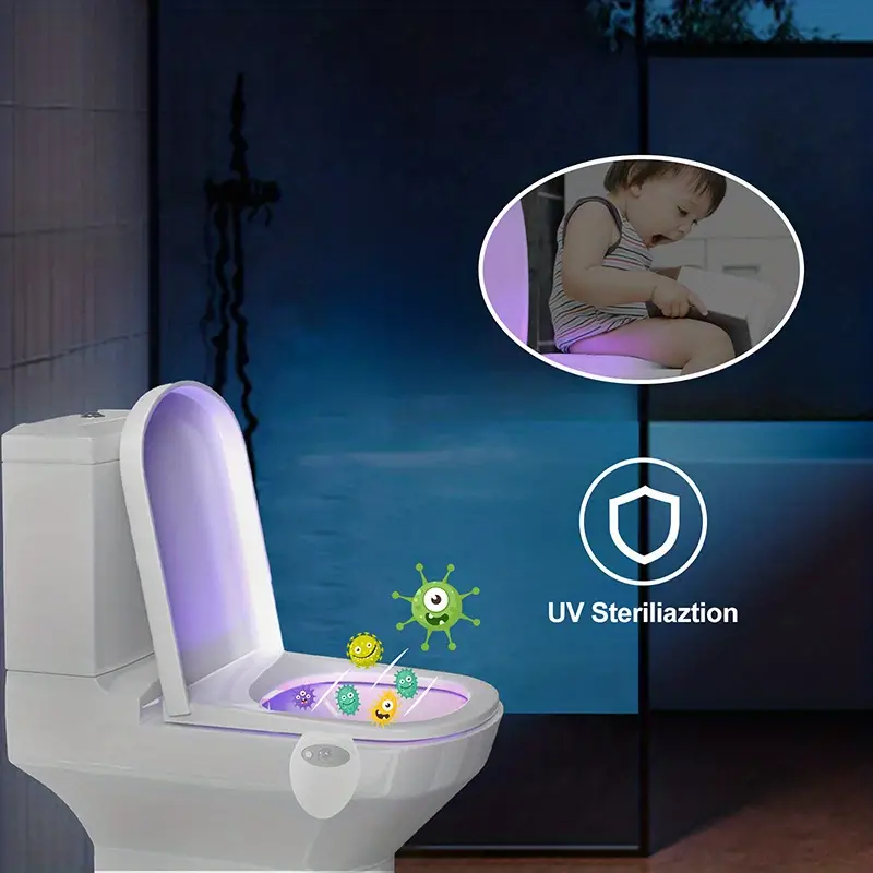 1pc 8 couleurs LED lumière de toilette veilleuse de capteur - Temu France
