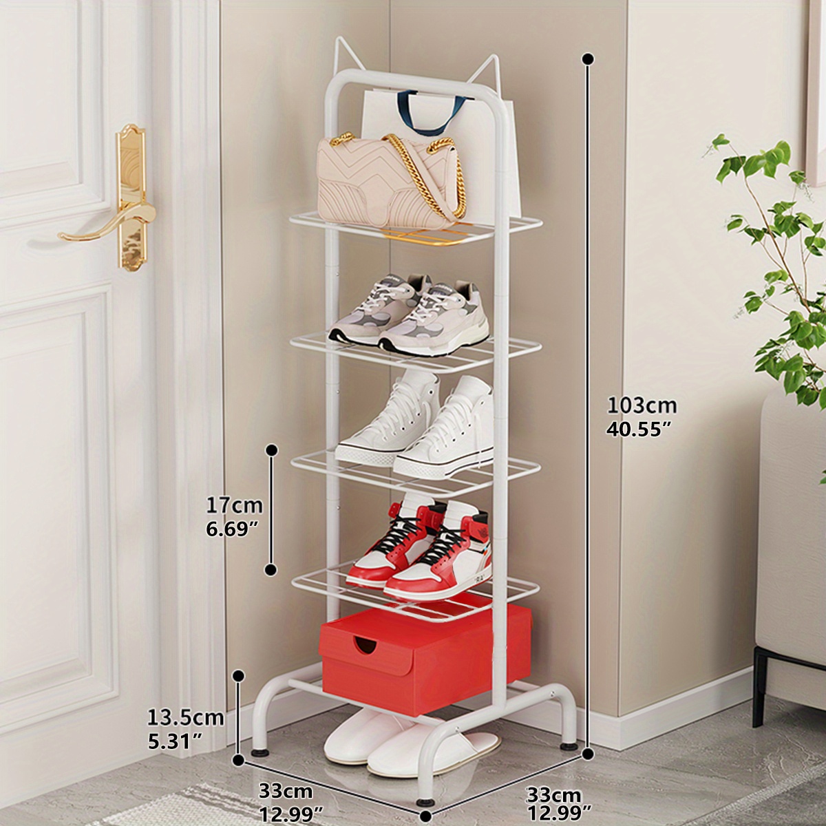 Large Capacity Shoe Cabinet Space-saving Metal Stand Shelf Shoes