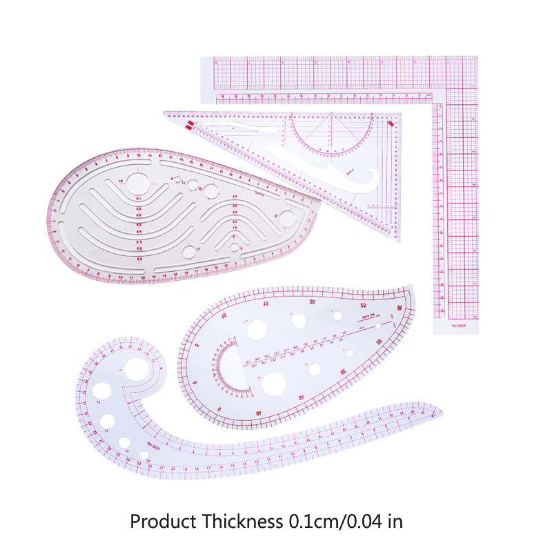 5pcs Multi-function Ruler Fashion Sewing Rulers Fabric Cutting
