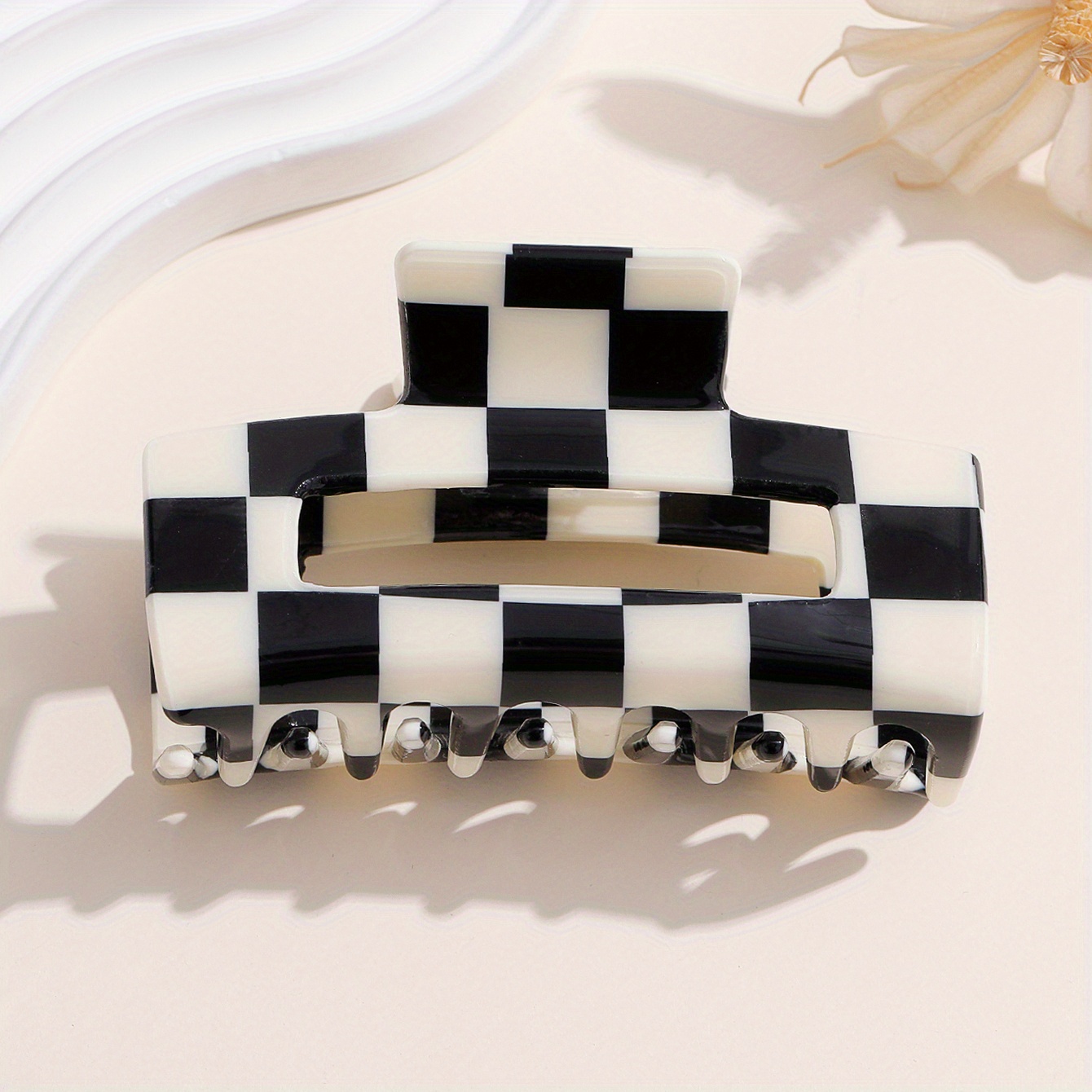 Checkered Pattern Hair Claw Clip Hollow Rectangle Shape Jaw Clips Ponytail  Holder Hair Accessories For Women Girls - Temu