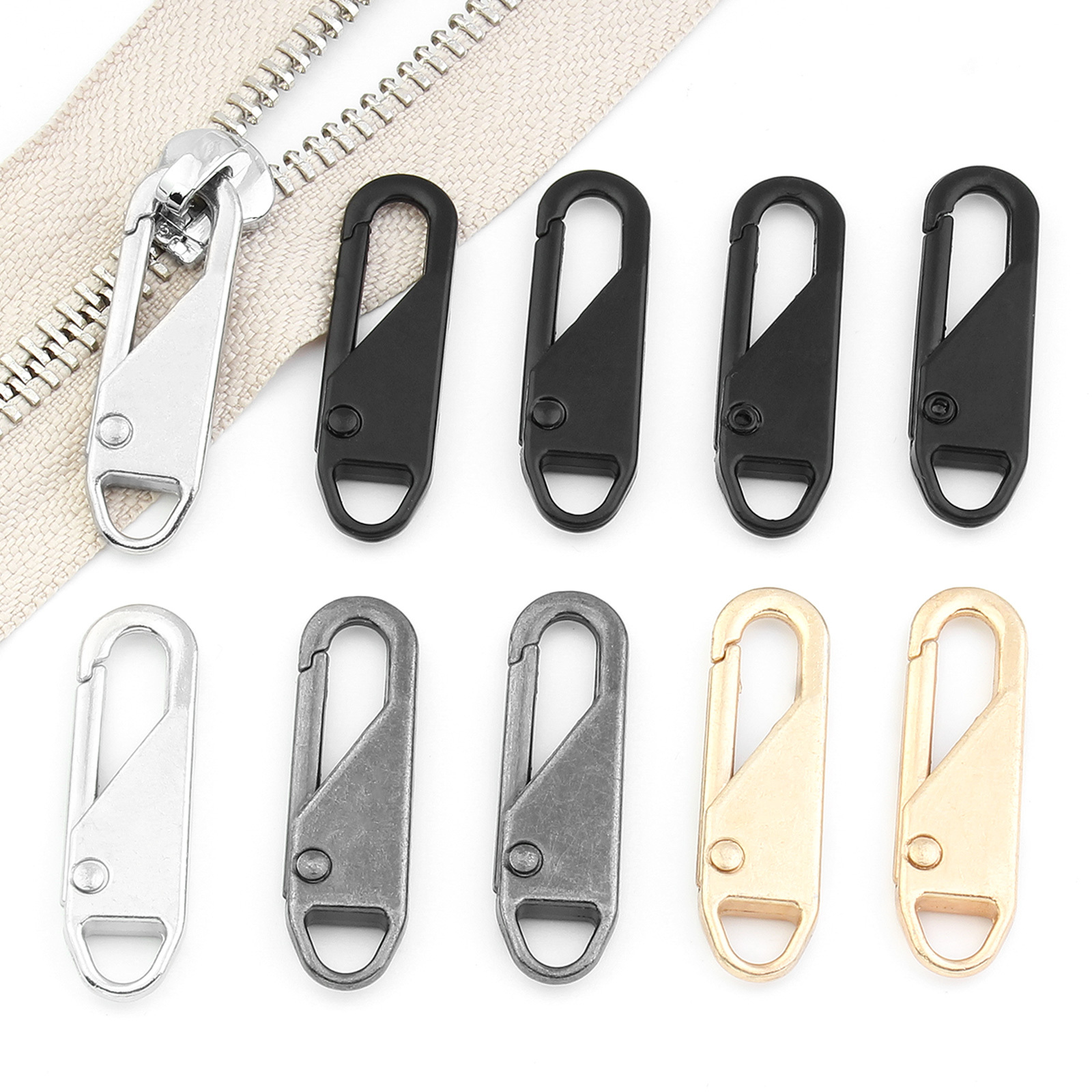 10pcs Zipper Extender Zipper Parts Metal Zipper Tags Zipper Charms