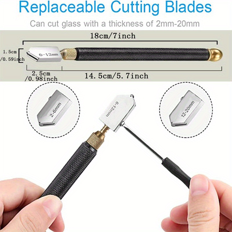 Glass Cutters 2-22mm- Glass Cutter Tool for Thick Glass Tiles Mirror Mosaic Cutting, Glass Cutting Tool with Aotomatic Oil Feed and Replaceable 3