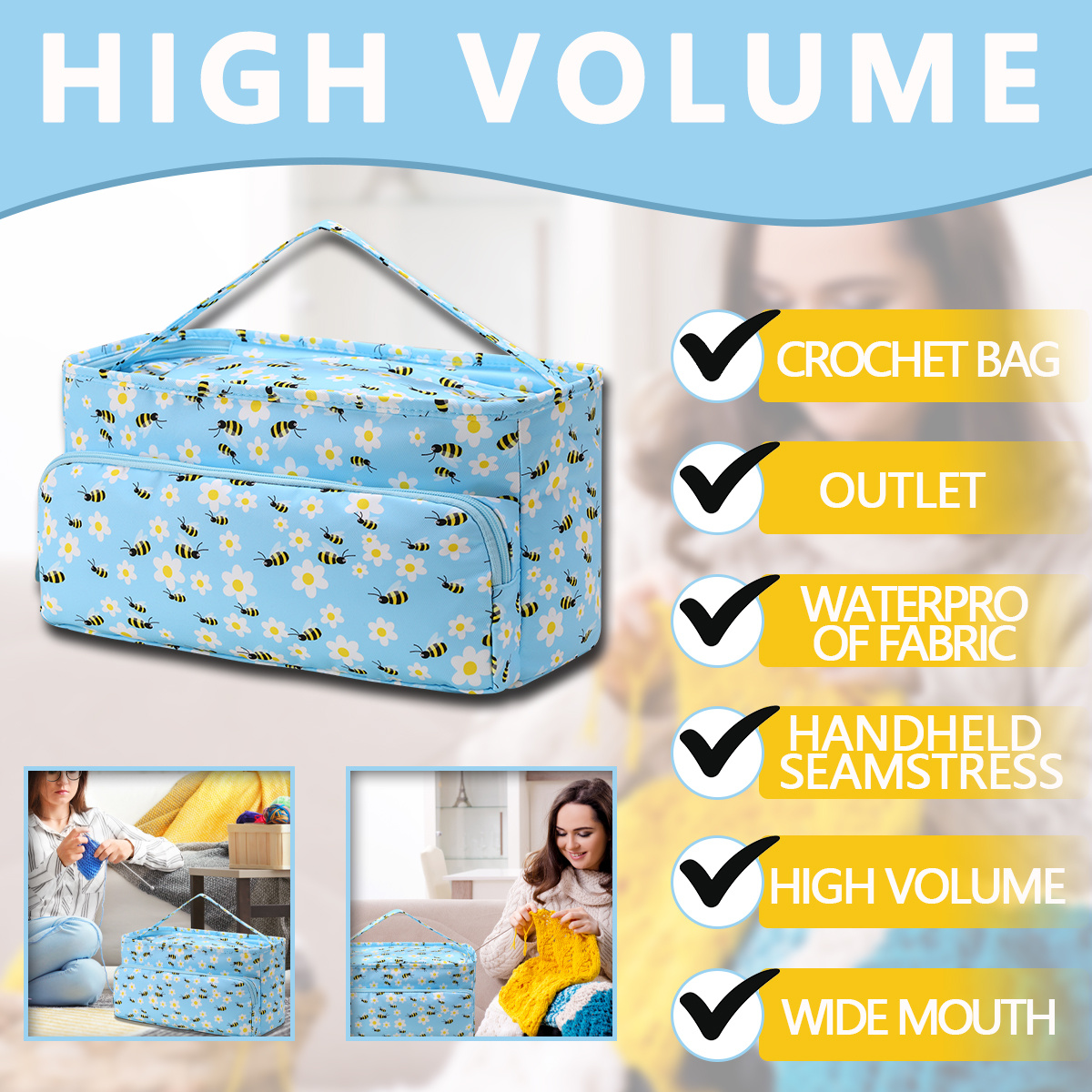 Yarn Storage Tote Bag Lightweight Crochet Storage Bag - Temu