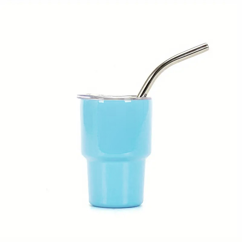 Light Blue Travel Tumbler with Drinking Straw
