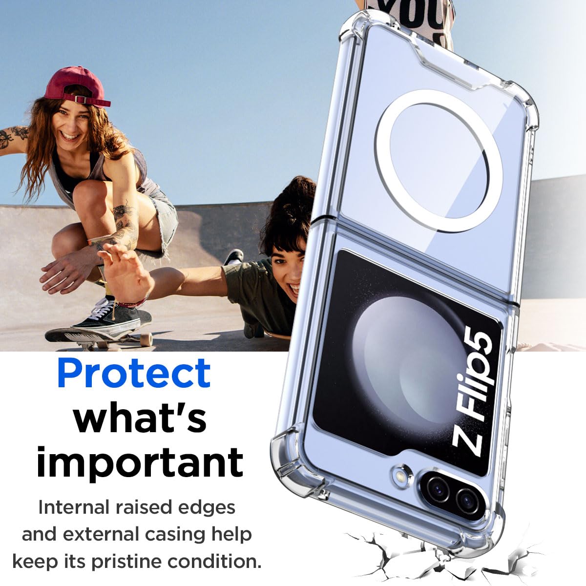 Z Flip 5 Clear Case,magnetic Crystal Clear Shockproof Case For Samsung  Galaxy Z Flip 5 Compatible With Magsafe