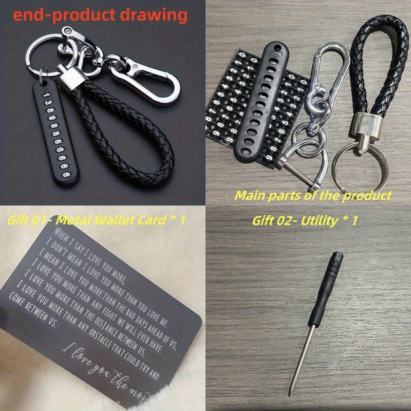 Kaufe Anti-Verlust-Autoschlüssel-Anhänger, geteilte Ringe,  Schlüsselanhänger, Telefonnummer, Karten-Schlüsselanhänger
