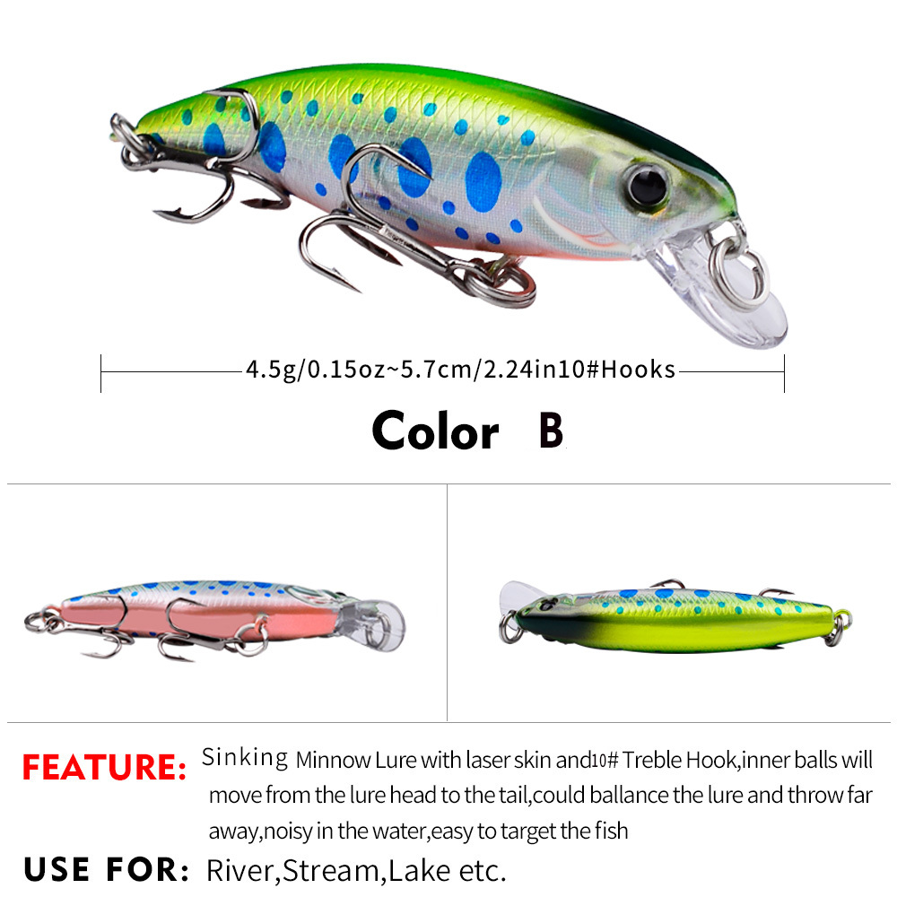 Sinking Slowly Minnow Fishing Lures 8 Colors Set Artificial - Temu