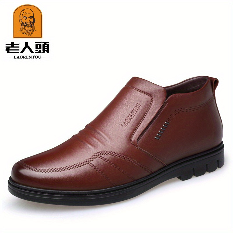 Chaussures En Cuir Pour Hommes Avec Doublure En Peluche Chaude