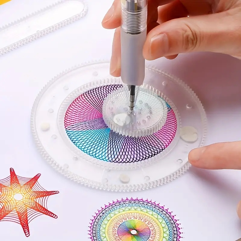 Spirograph Drawing Toys Ruler Set Interlocking Gears Wheels - Temu