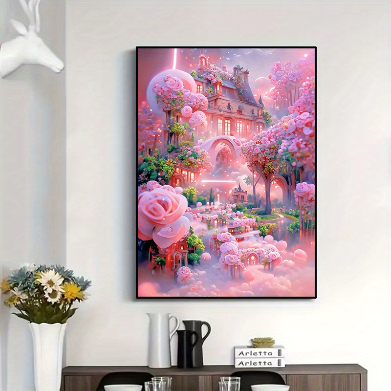 Diy5d Artificial Diamond Painting Set Castle Suitable - Temu