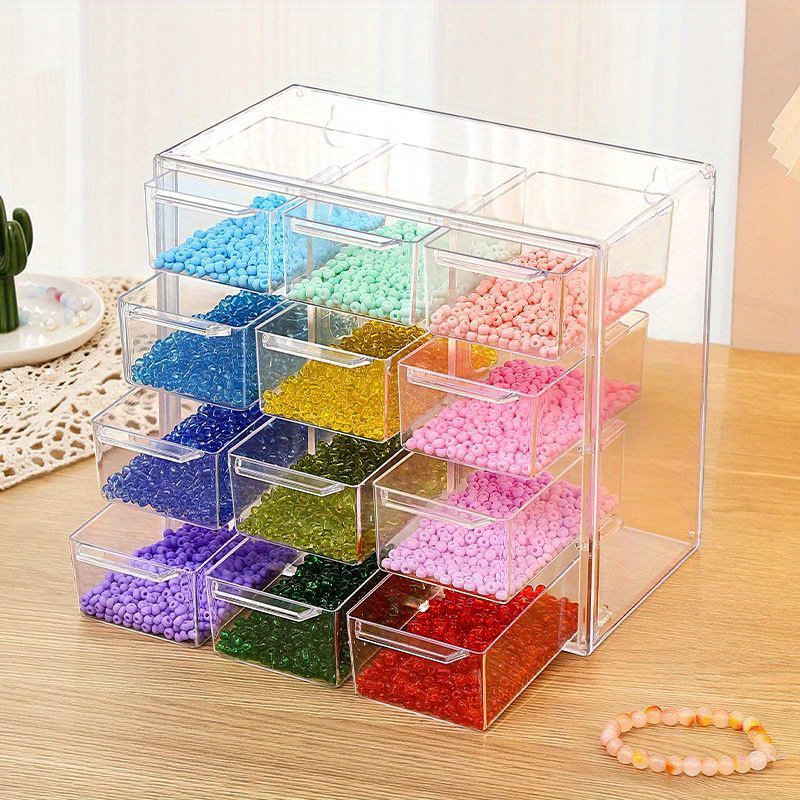  Syrisora Grid Storage Box Dustproof Transparent Plastic  Container Organizer for Jewelry Necklace DIY Art Craft (9 Compartments)