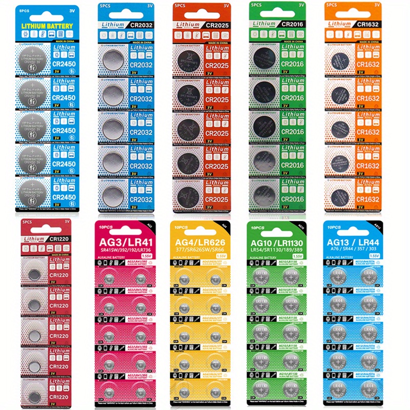 Set of 5 CR2016 batteries (button cells, 3V) - Wood, Tools & Deco