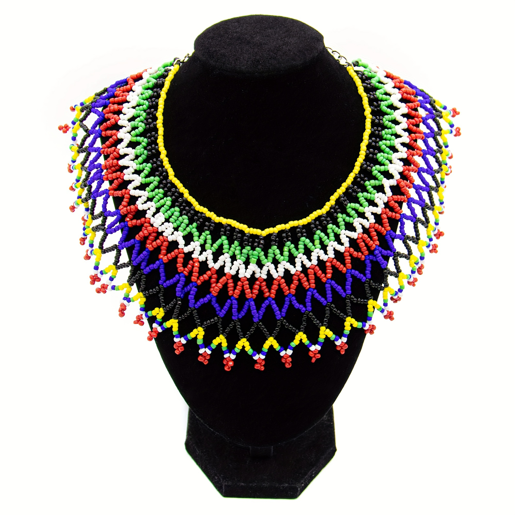 

Collier À Bretelles En Perles Colorées, Collier À Pampilles De Style Ethnique, Collier De Déclaration Multi-rangées, Bijoux