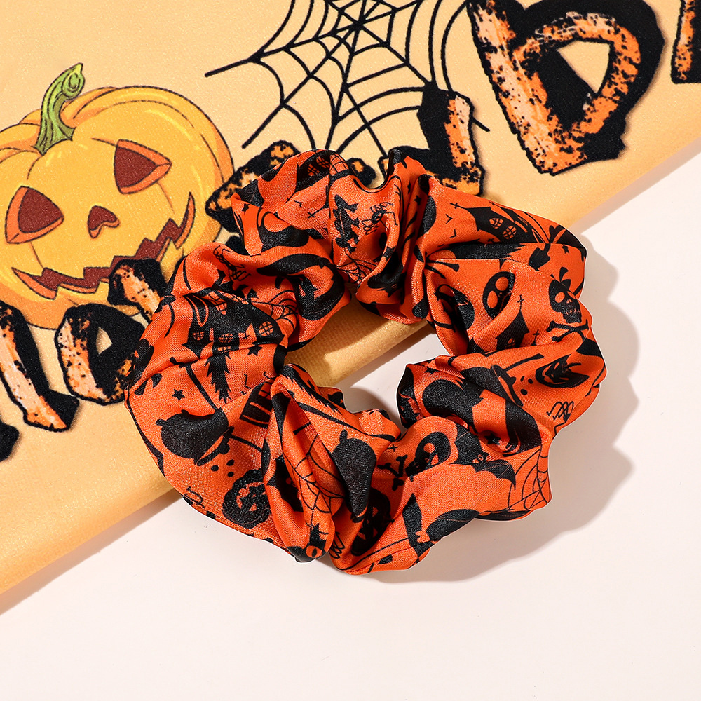 Halloween Hair Scarves Tie Pumpkin Skull Pattern Hair Ring Ponytail Holder  Hair Rope Women Girls Hair Accessories - Temu