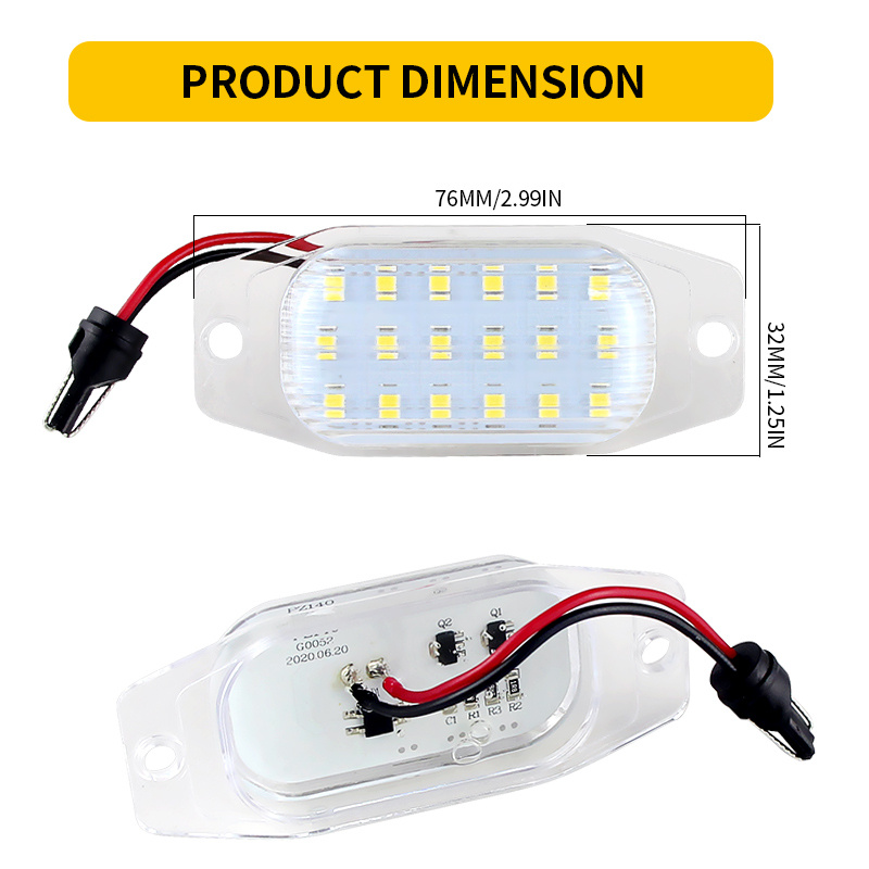 Safego Luz de matrícula LED para Coche Lámpara Número Placa Luces
