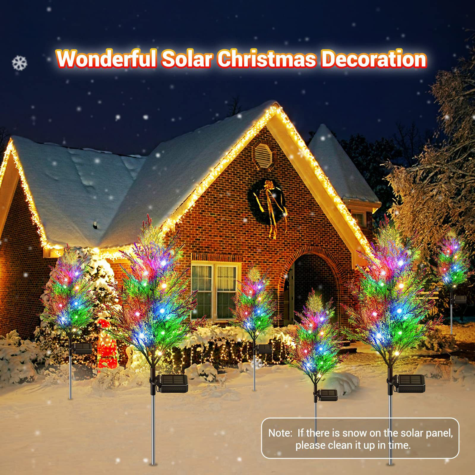 2pcs solar pine lights christmas garden ground lights waterproof multi color garden path outdoor christmas festival lights landscape lights solar lawn decorative lights details 6