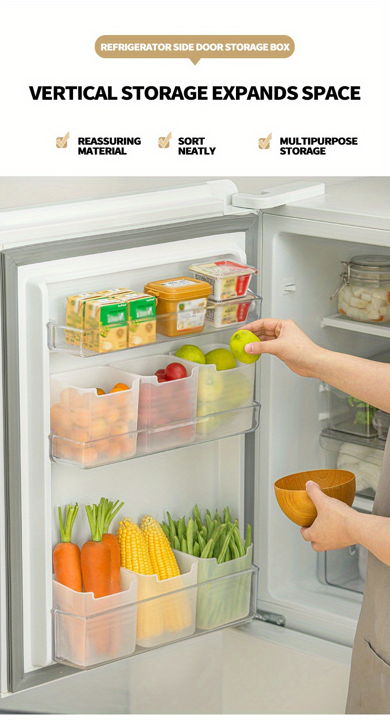 Refrigerator Side Door Storage Box, Transparent Fresh-keeping Box,  Refrigerator Fruit Vegetable Crisper, Food Storage Containers For  Refrigerator Side Door, Home Kitchen Utensil - Temu