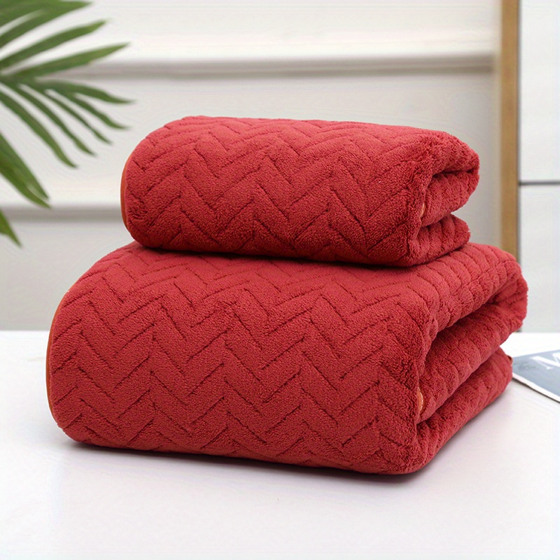 Checkered Pattern Towel Set Household Coral Fleece Towel - Temu