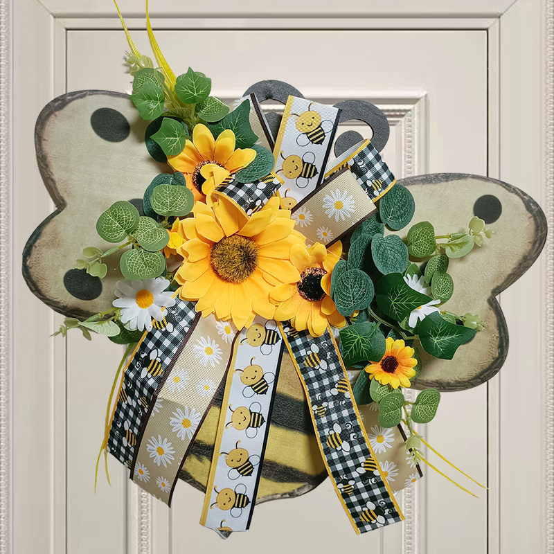 Honey Bee Wreath, Bee Wall Decor, Bumble Bee Door Hanger With Flowers,  Spring Wreath, Summer Door Wreath, Bee Door Sign, Bee Gifts for Her 