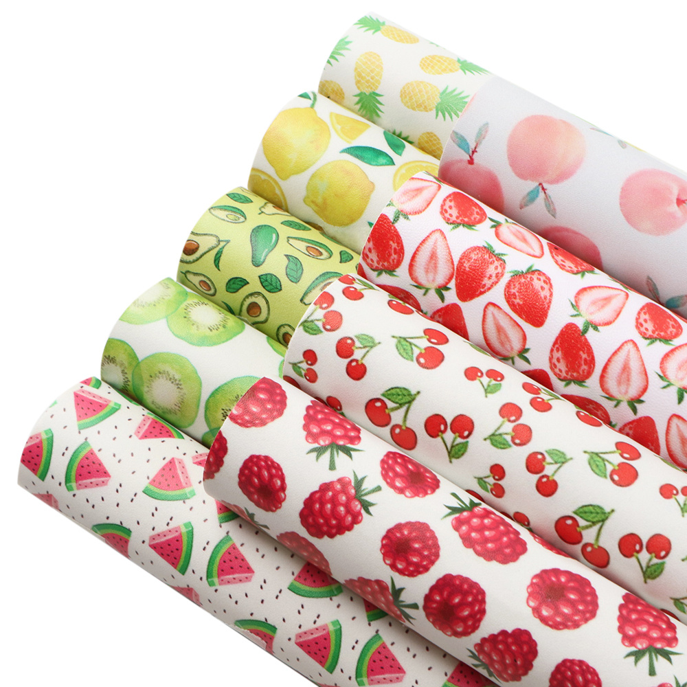 Fruit Print Smooth Textured Faux Synthetic Leather Sheet - Temu
