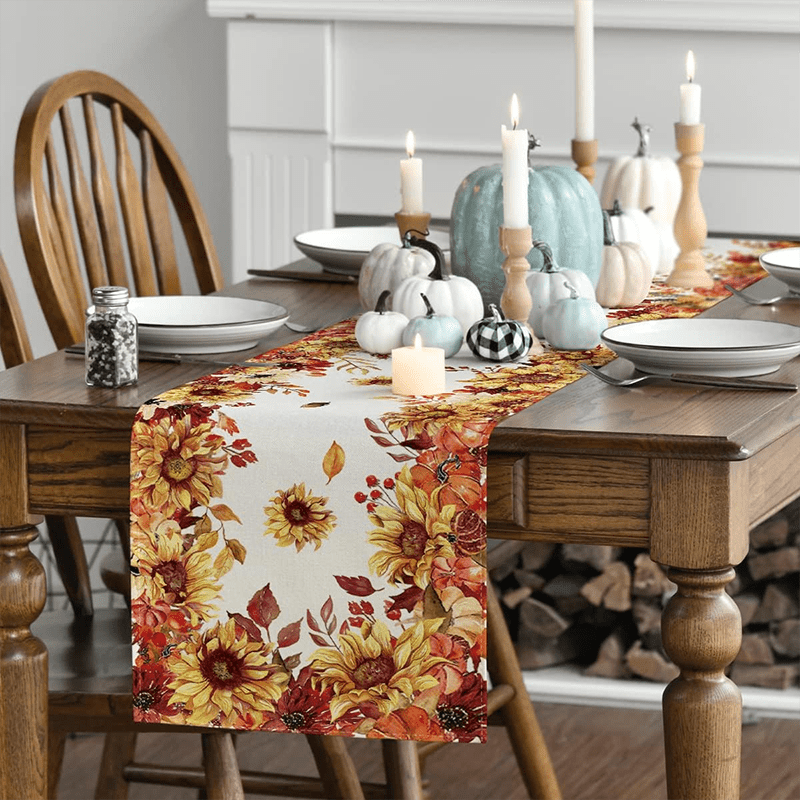 Summer Bumble Bee Linen Table Runners Kitchen Table Decorations Sunflower  Flowers Dining Table Runners Holiday Party Decor - AliExpress