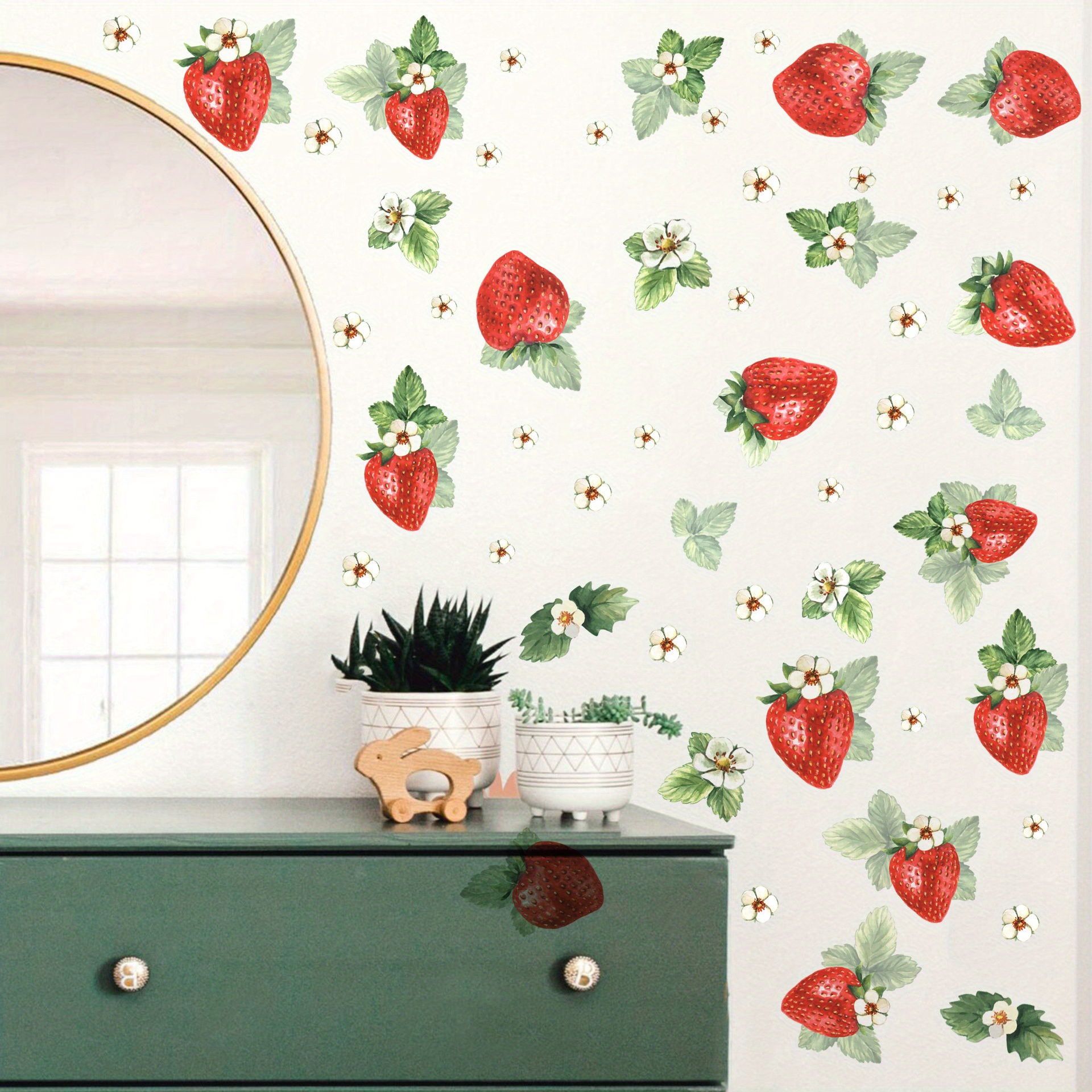 Strawberry Wall Decals,Boho Strawberry Nursery Wall